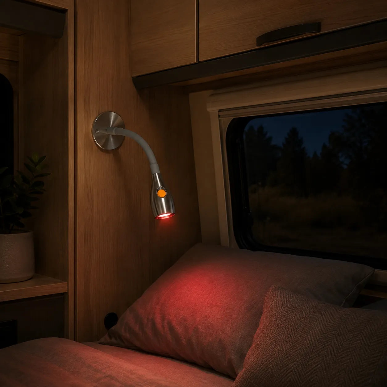 Modern Bullet style LED reading lights for caravan, campervan, RV, and marine applications