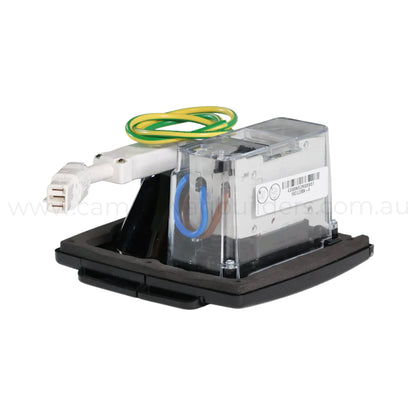 caravan black 15a 240v inlet with 16a rcbo ip44 for neat external mounting and mains entry