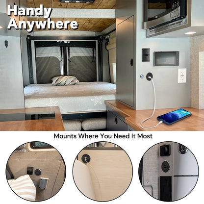 usbc and usba recessed charging socket aluminium