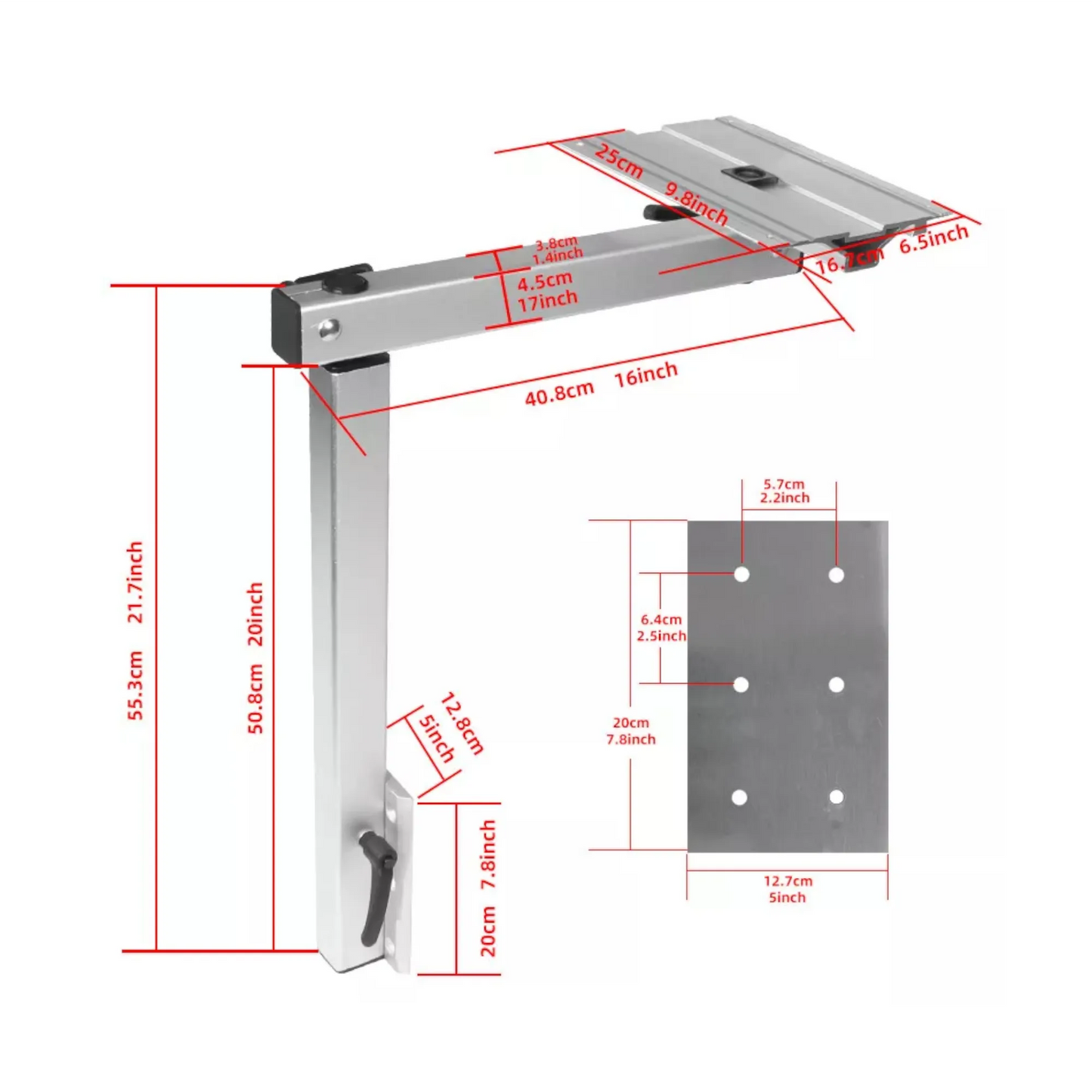 rv silver swivel aluminum table with adjustable height and 360 rotation