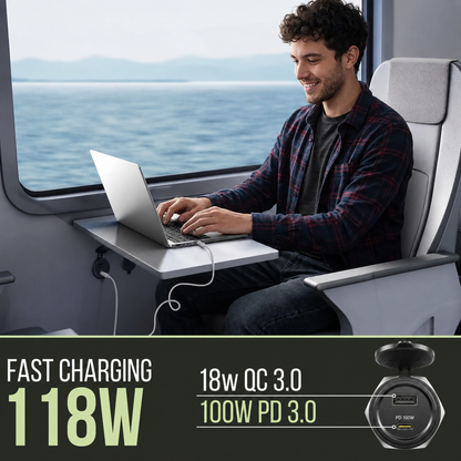 Campervan fast charging socket with USB-C 100W output and USB-A compatibility