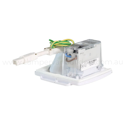 caravan white 15a 240v inlet with 16a rcbo ip56 for neat external mounting and mains entry