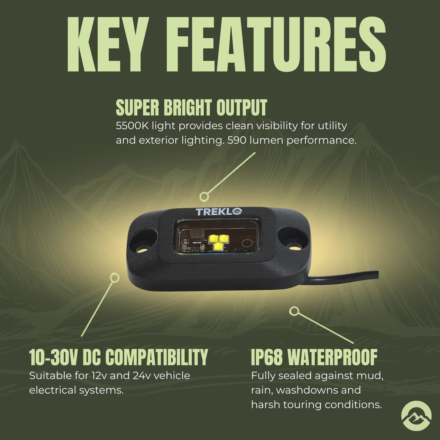 Heavy duty rock lights for 4WD underbody and off road lighting applications