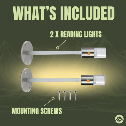 RV bedside Neo reading light pair with premium aluminium construction