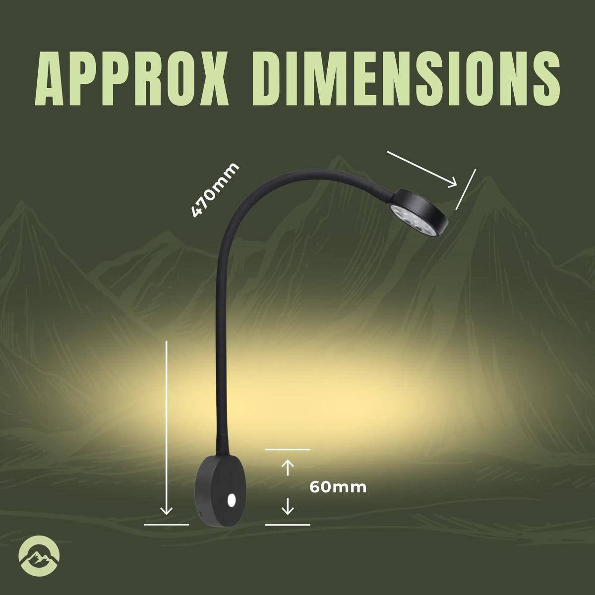 Campervan wall reading light with directional LED illumination