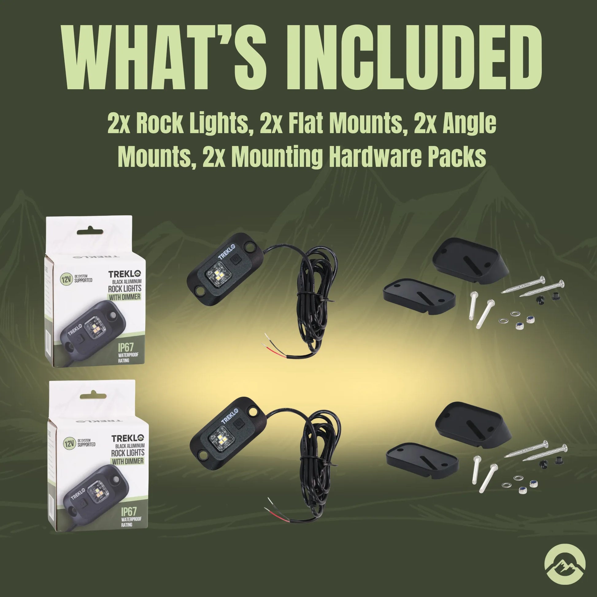 Campervan rock lights with adjustable brightness for outdoor lighting