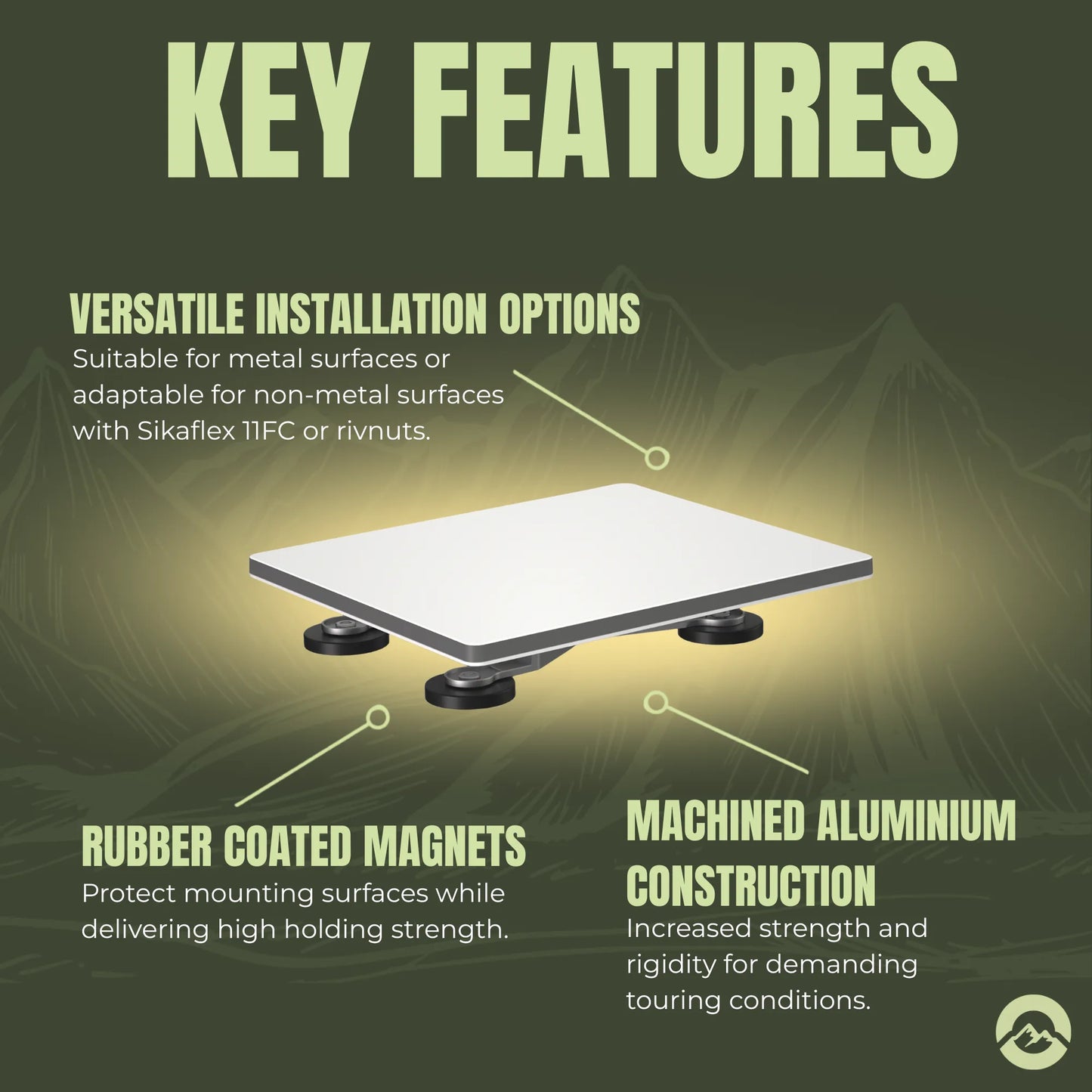 Campervan Starlink Mini magnetic mount with durable aluminium construction