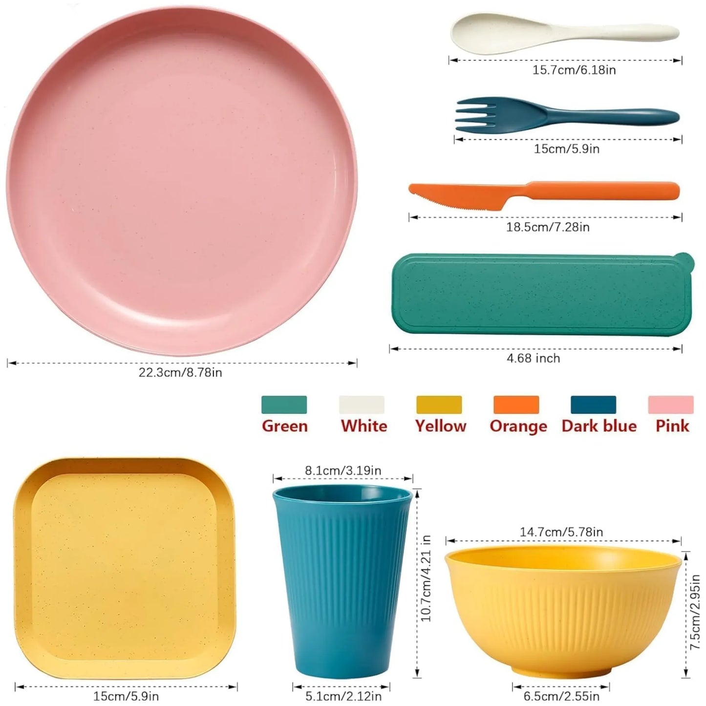 camping wheat straw dinnerware set ideal for caravan travel and outdoor dining