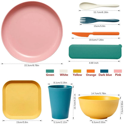 camping wheat straw dinnerware set ideal for caravan travel and outdoor dining