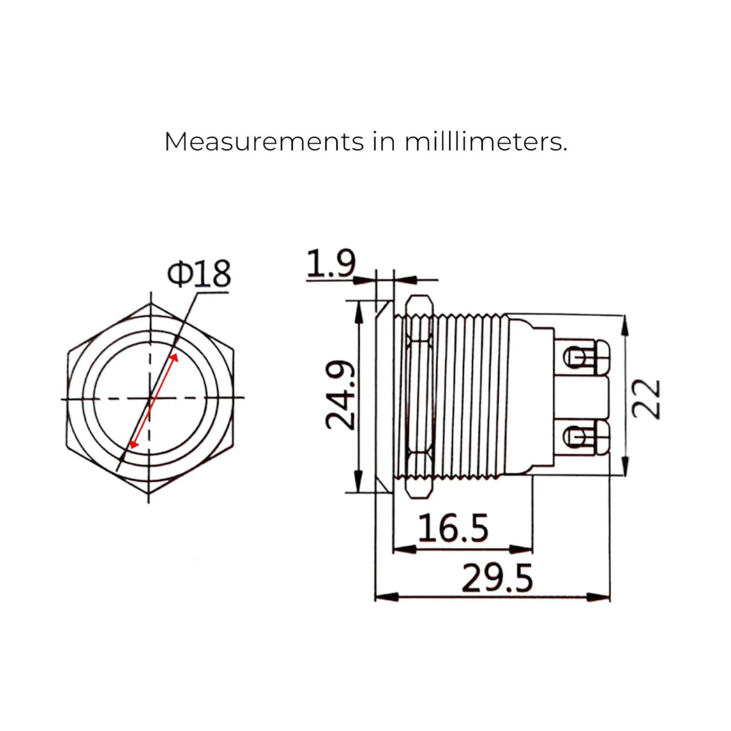 22mm push button switch suitable for rv electrics and custom control panels