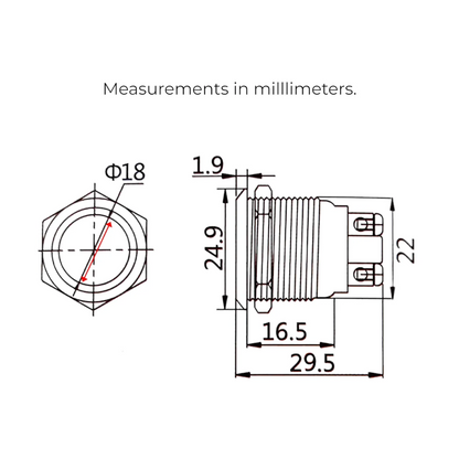 22mm push button switch suitable for rv electrics and custom control panels