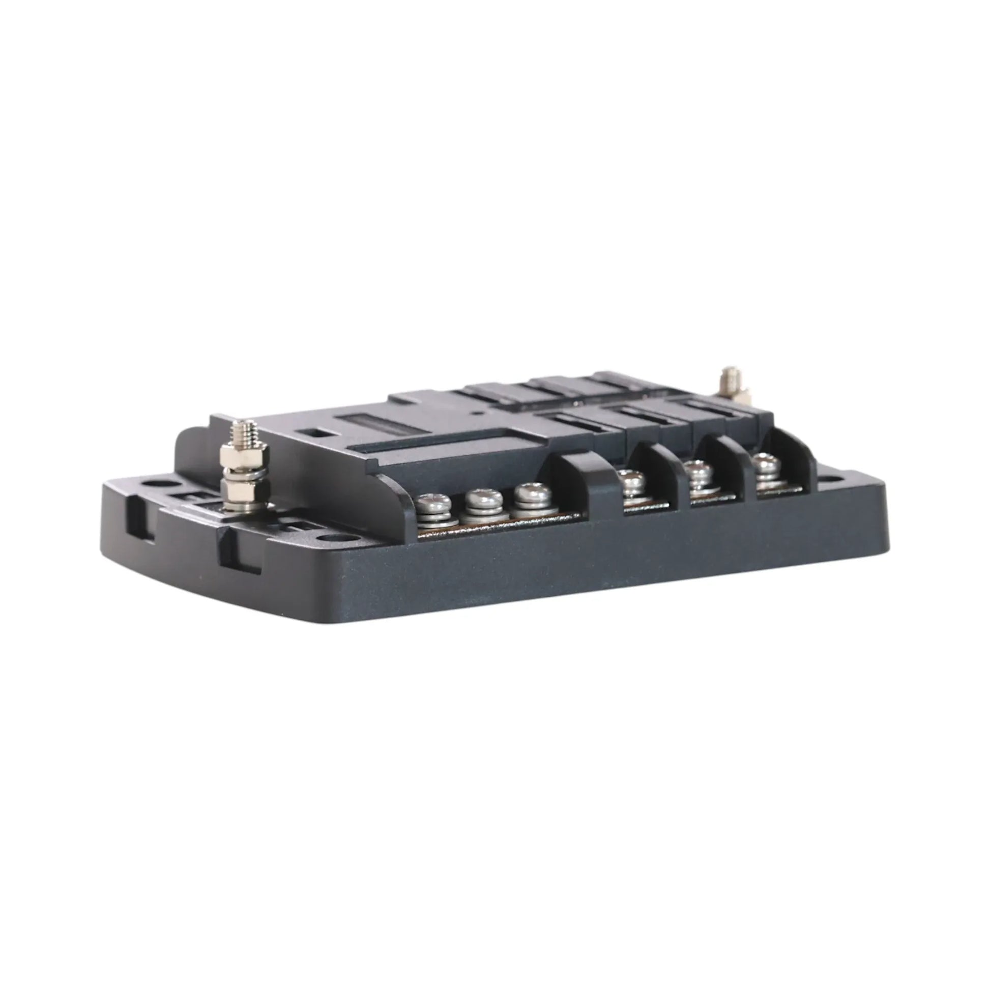 Campervan blade fuse panel with positive and negative terminals