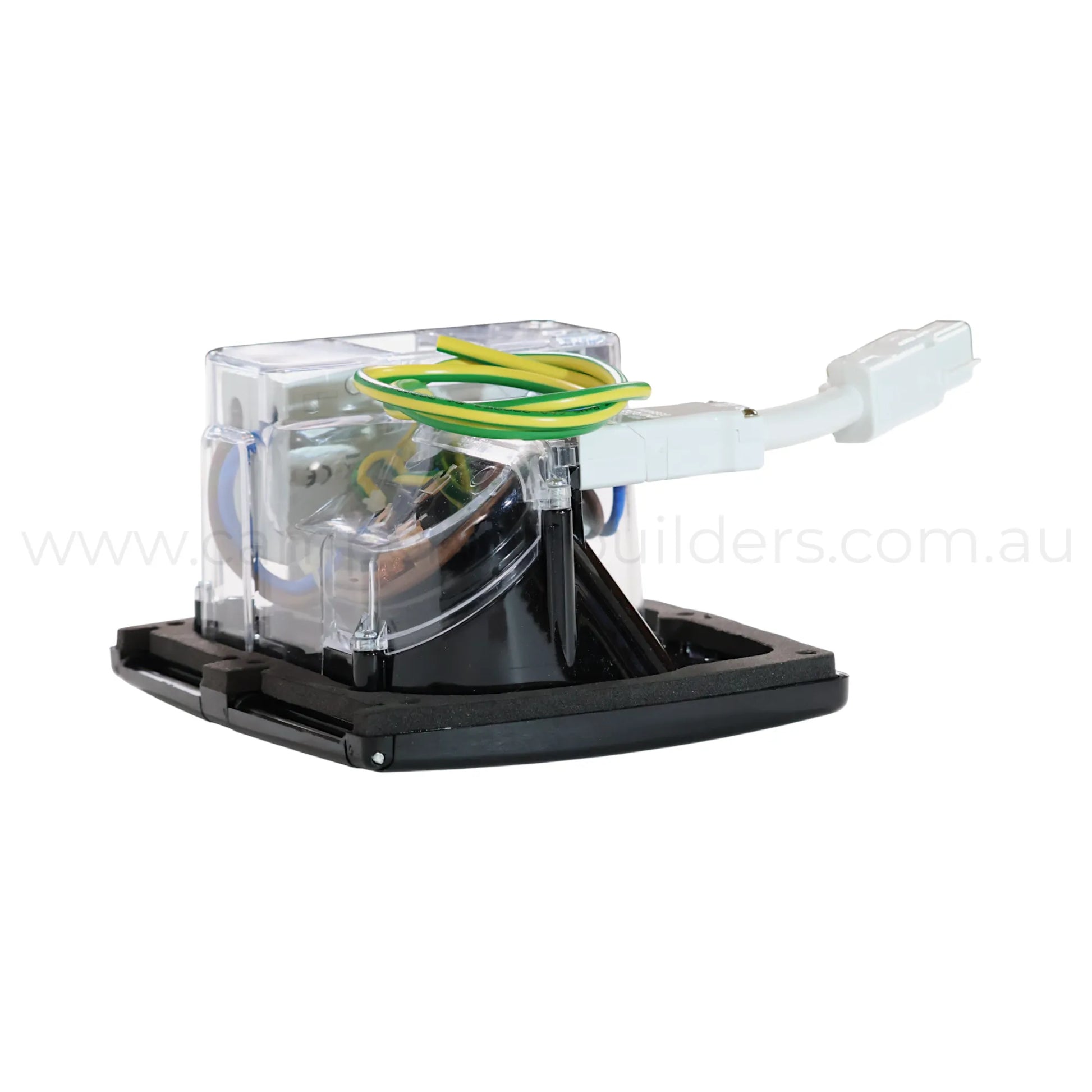 15a 240v external inlet and rcbo combo kit black for campervan and caravan electrical fitouts