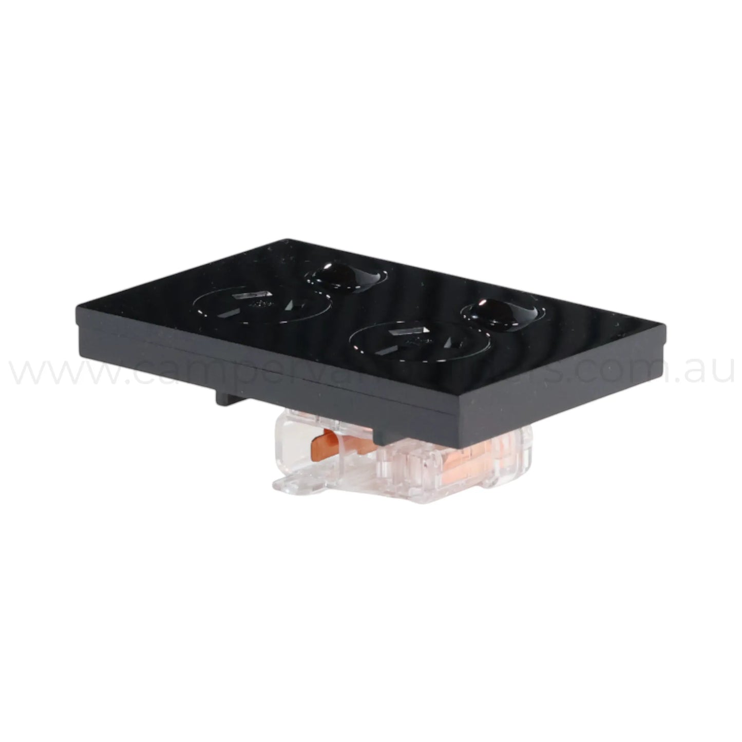 rv black dual gpo plug and play socket for 240v accessory use