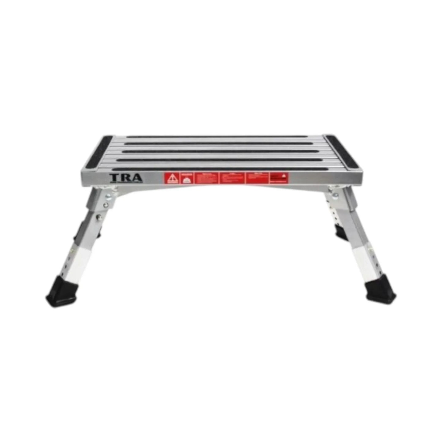 RV folding step with adjustable legs for safe and level access