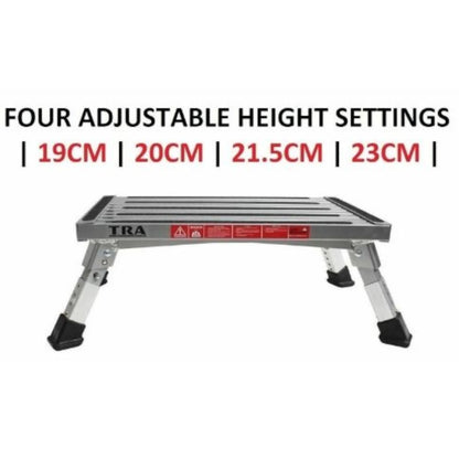 campervan folding step with adjustable legs and non slip surface