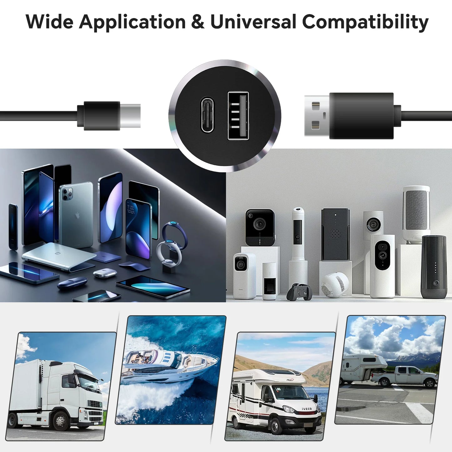 strong aluminium usb charging socket for caravans