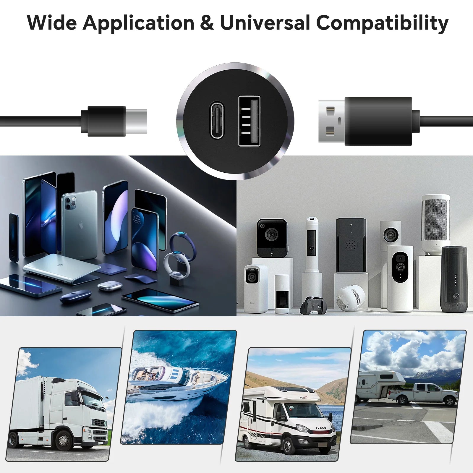 strong aluminium usb charging socket for caravans