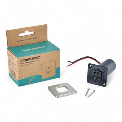 RV TILE dual USB charging socket with stainless steel bezel finish