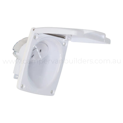 rv white 10a 240v mains outlet for touring and campground power setups