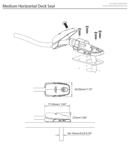 RV white 6-10mm horizontal cable entry gland for exterior mounting