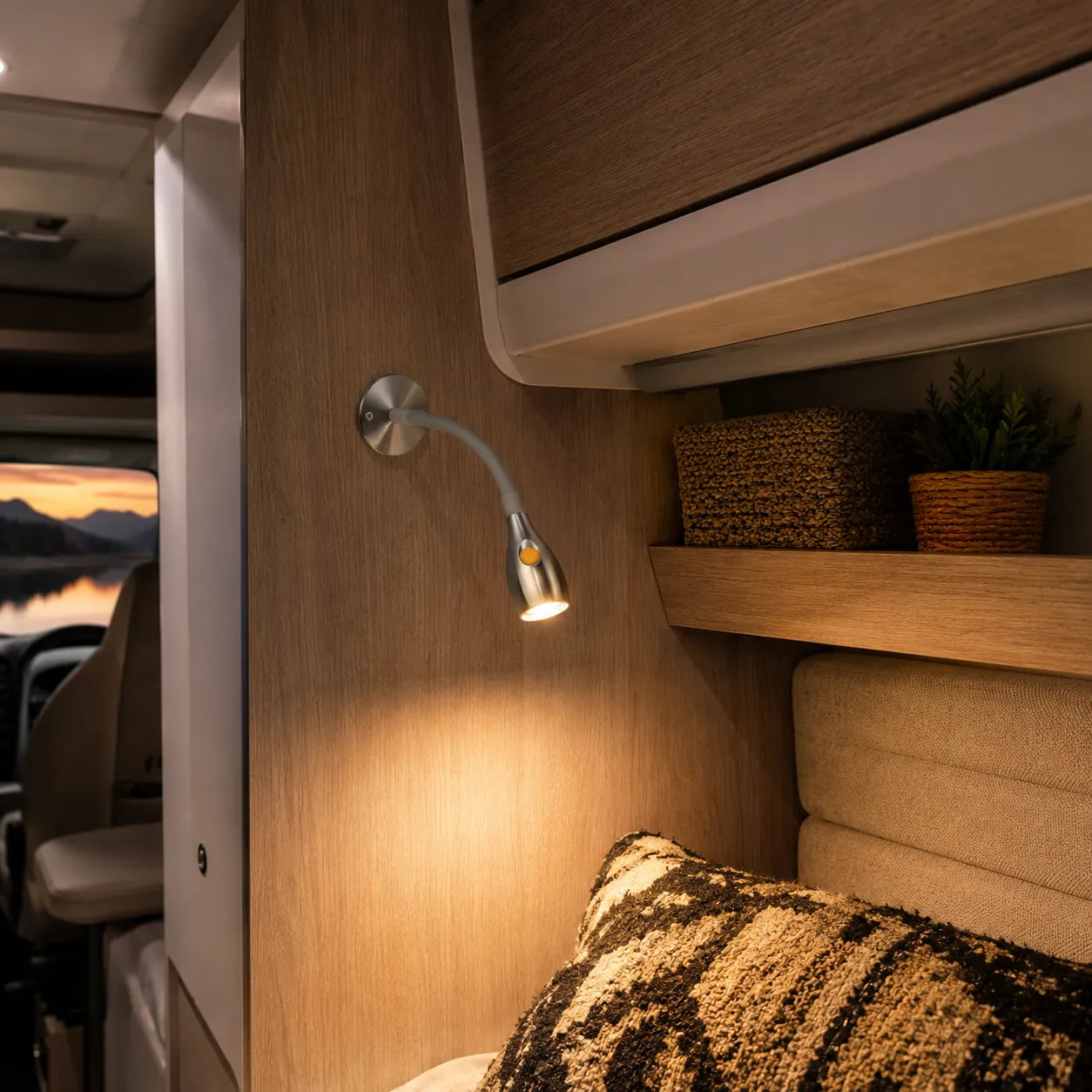 Caravan Bullet aluminium reading lights with smooth touch dimming