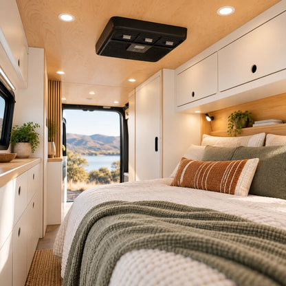Caravan LED ceiling lights with white finish and warm white illumination