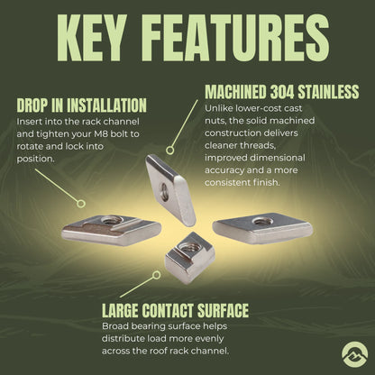 Vehicle roof rack fasteners for mounting Starlink brackets and accessories