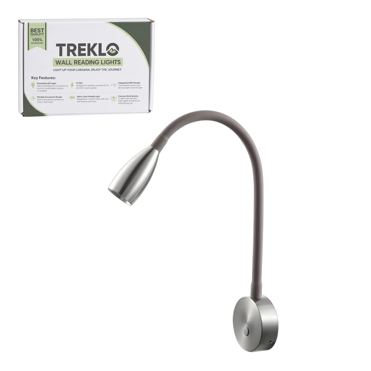 Caravan wall mount reading light for convenient bedside illumination