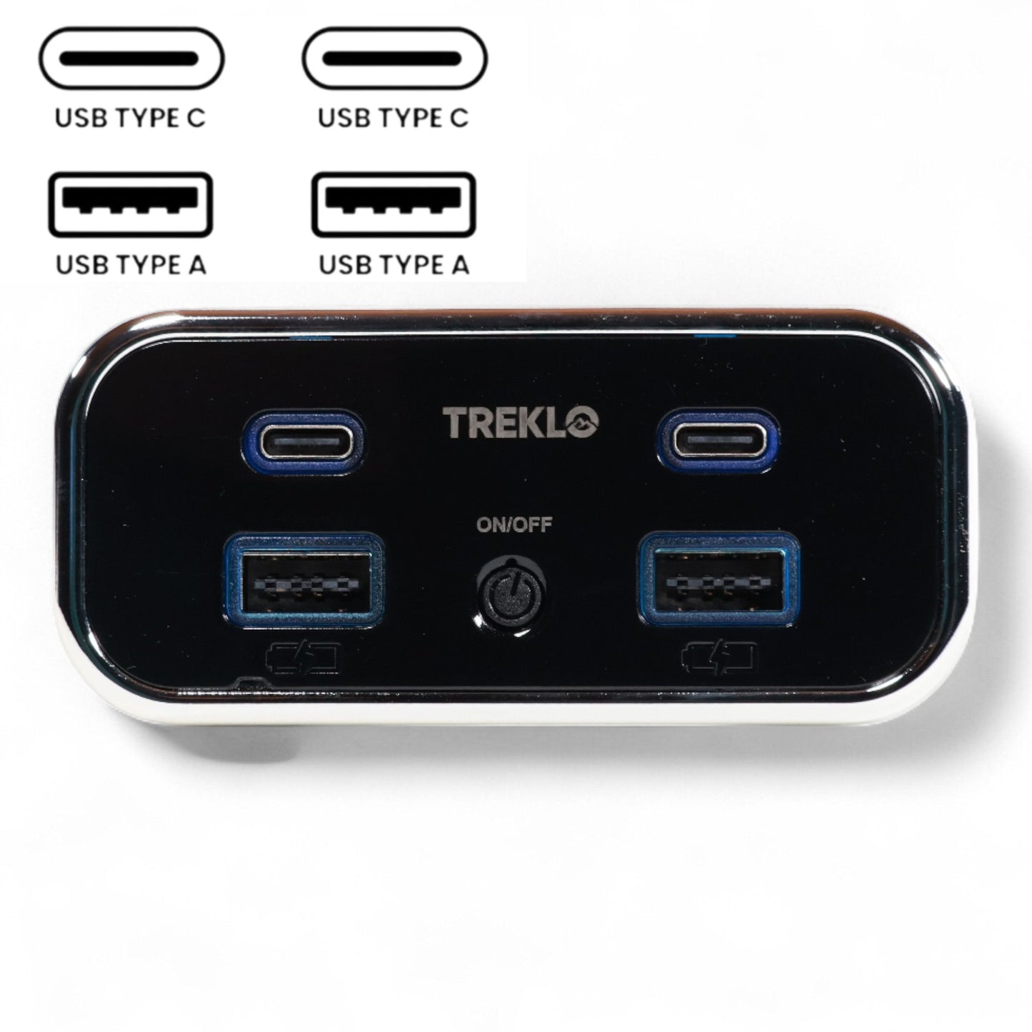 chrome quad usb recessed mount for campervans