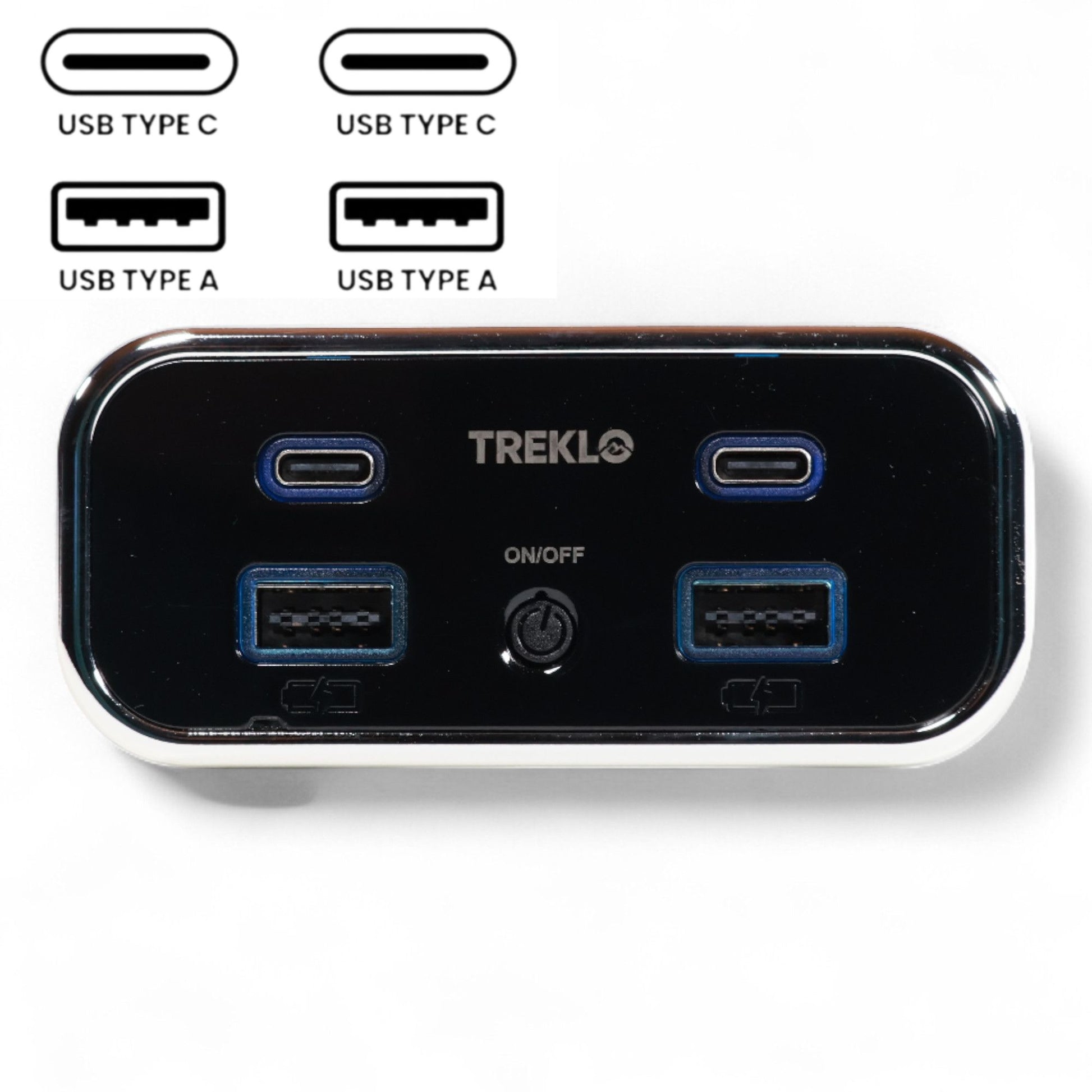 chrome quad usb recessed mount for campervans