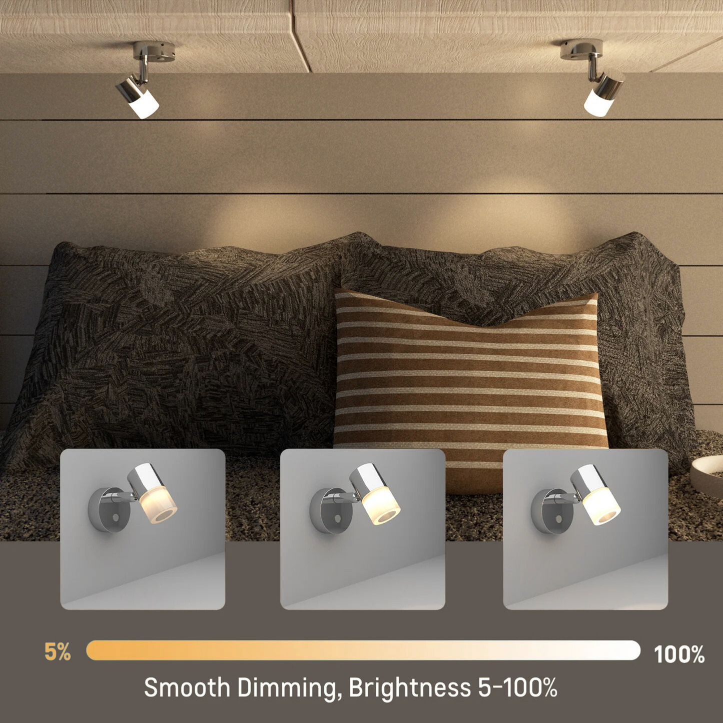 adjustable LED reading lamp in chrome finish