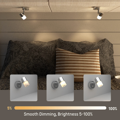 adjustable LED reading lamp in chrome finish