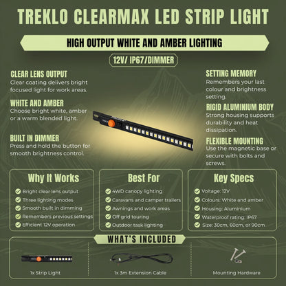 Rigid LED strip light for bright task lighting in touring vehicles