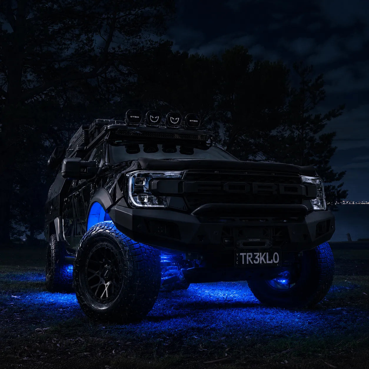 App controlled RGB rock light kit for underbody, canopy, and wheel arch lighting