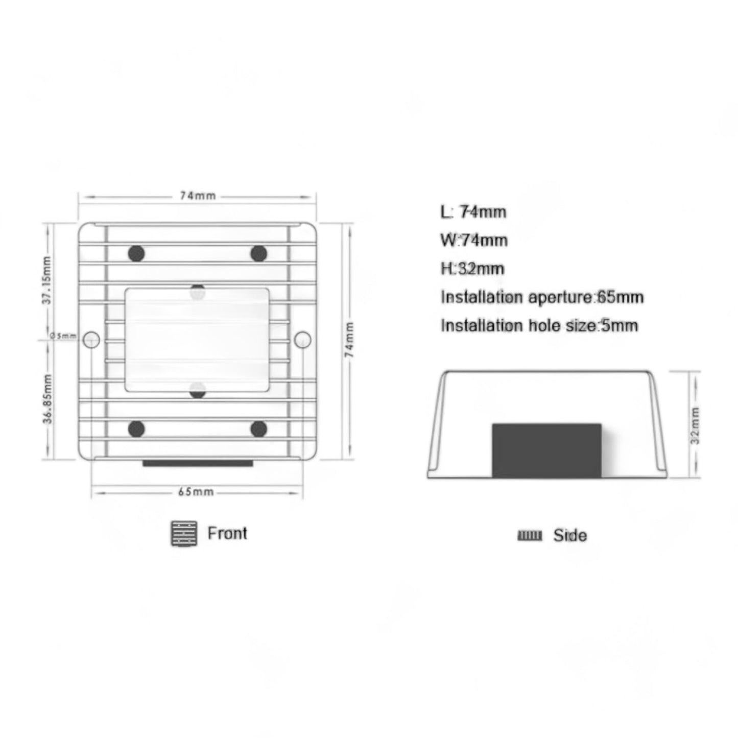 12V to 56V boost module 3A connected to battery and load