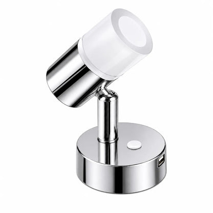 Chrome Ray LED swivel reading light for caravan, campervan, RV, marine, and off grid interiors
