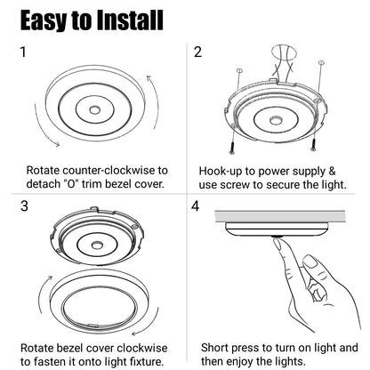 four cool white compact dome lights displayed