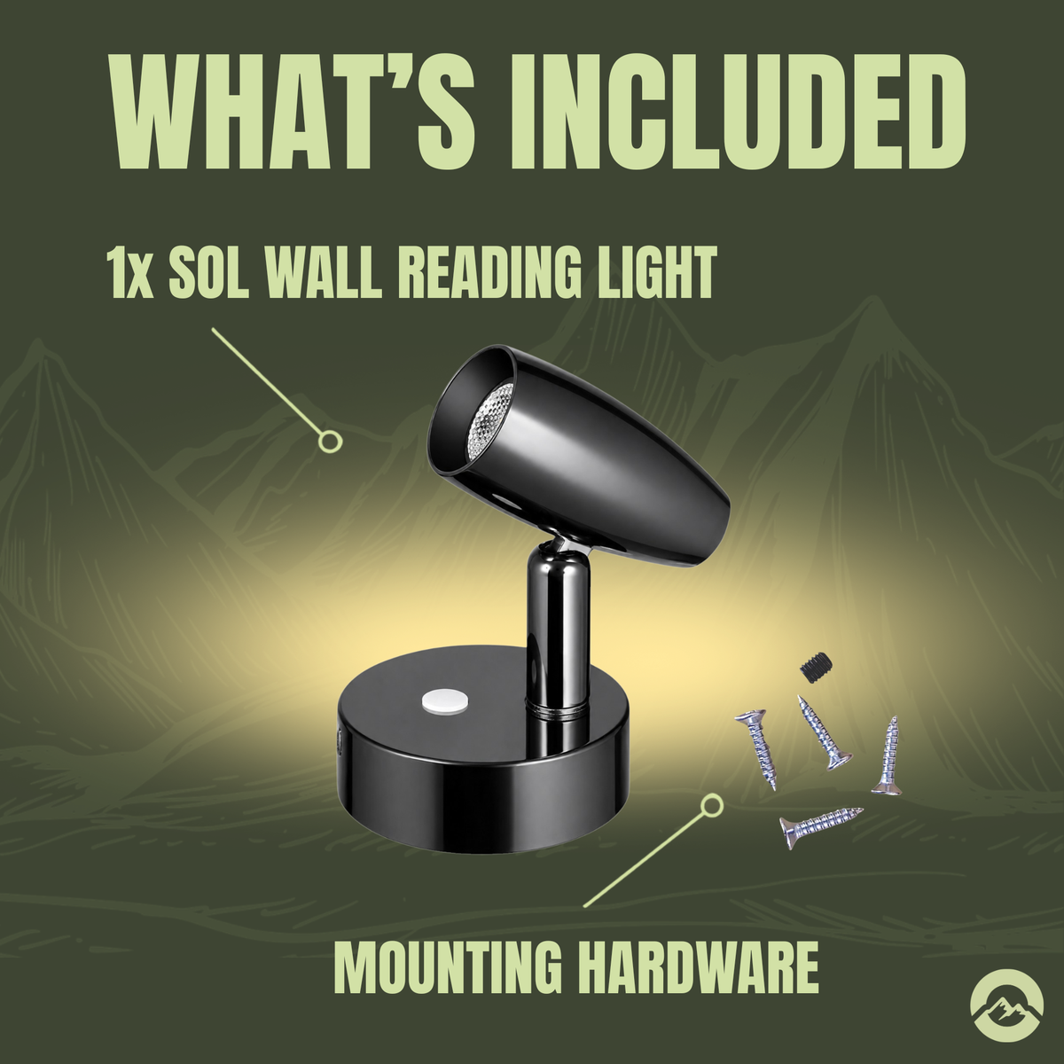 12v and 24v Sol reading spotlight in gun metal gloss black for caravan, campervan, RV, and marine interiors