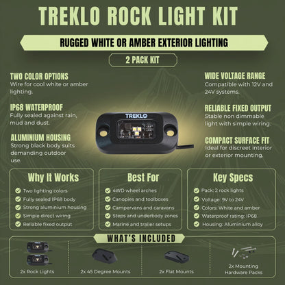 Rock lights 2 pack for caravan, campervan, RV, marine, and off grid applications