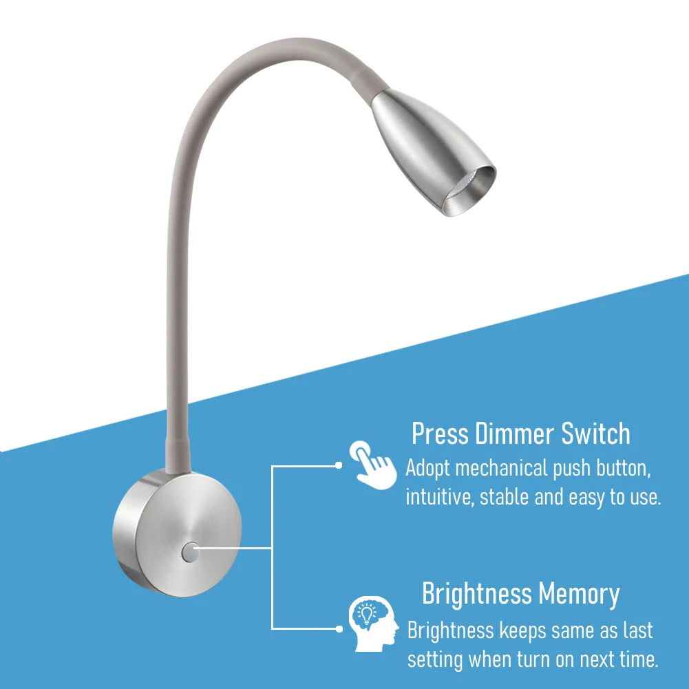 Tm Reading Light 12/24V Wall Reading Light | Space-Saving, Dimmable LED Lamp with USB ...