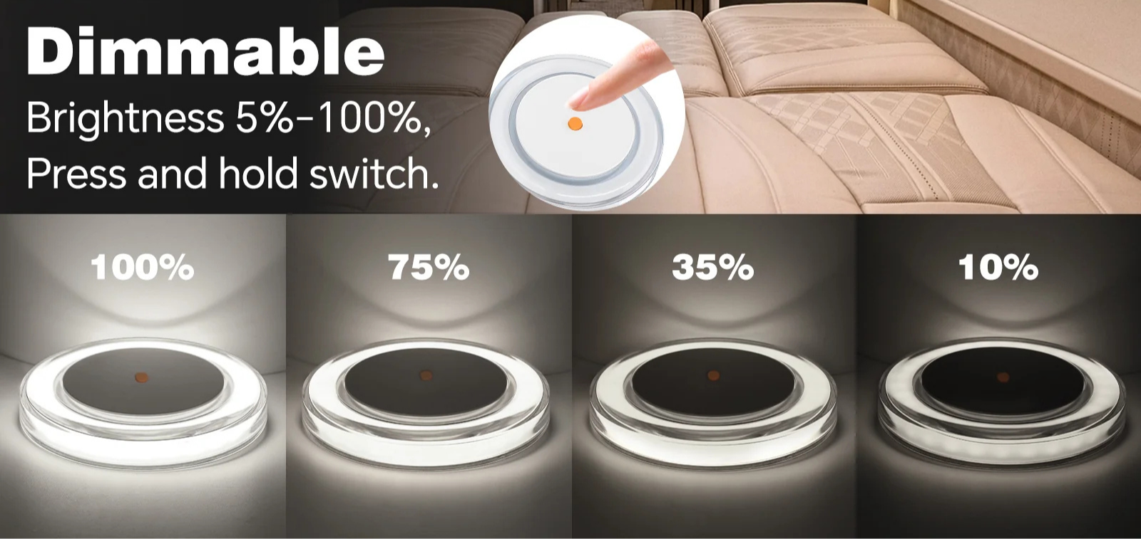 dimmable LED disc light with cool white output