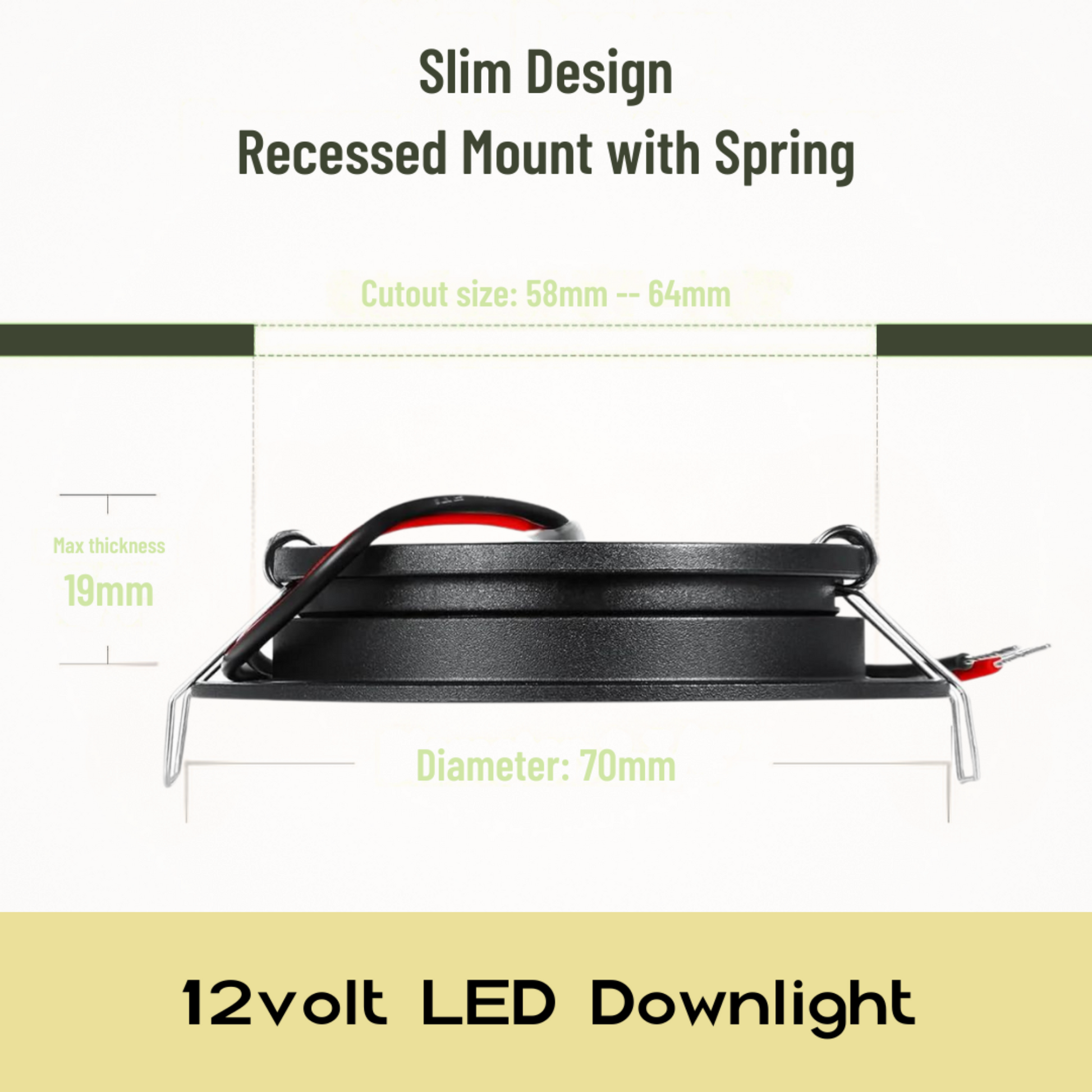 slim black LED downlight emitting cool white light