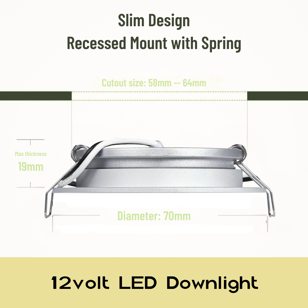 slim silver LED downlight emitting cool white light