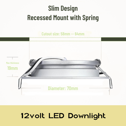slim silver LED downlight emitting cool white light