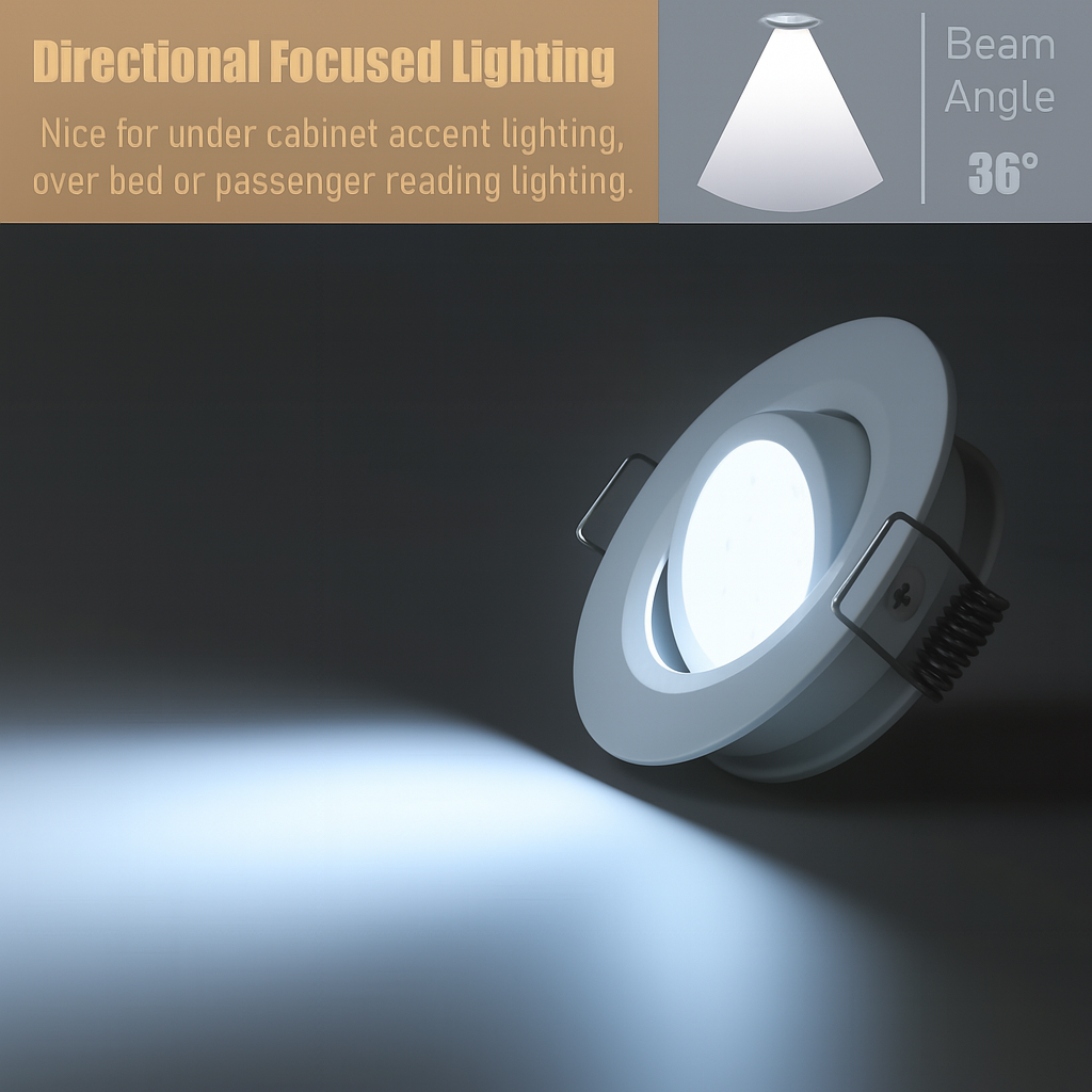 pair of cool white recessed downlights displayed