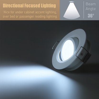 pair of cool white recessed downlights displayed