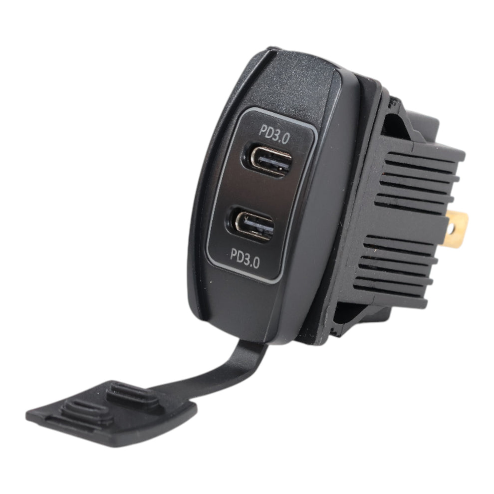 Rocker Switch USB-C Charger – Blue LED – 12–24V Travel Power ...