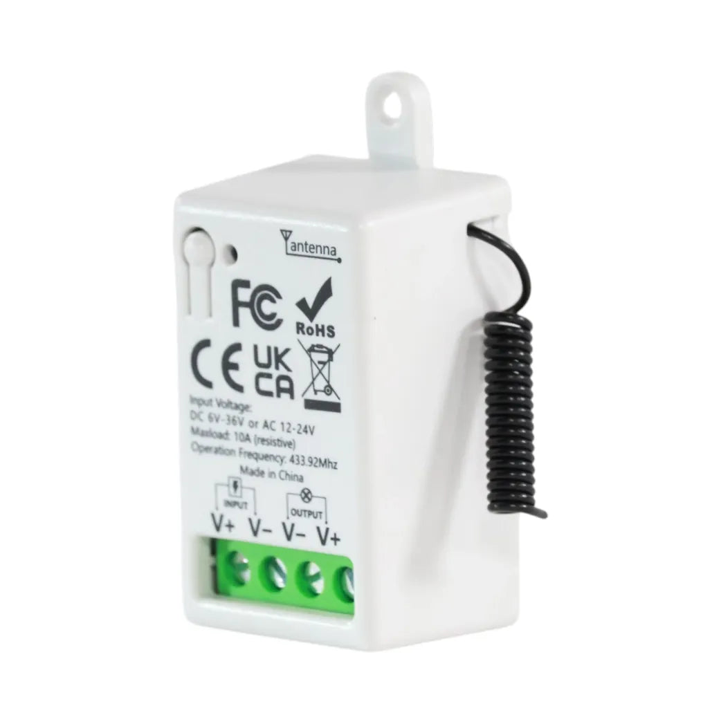 RF remote control relay switch for DC 6–36v circuits and accessories