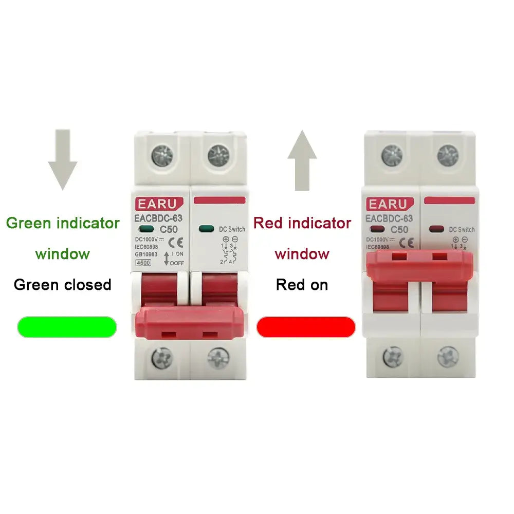 Two pole DC circuit breaker for solar battery protection